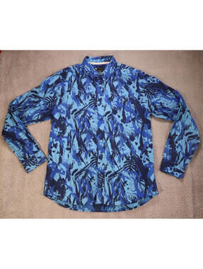 Nike SB Men Large Button Down Abstract Pattern Floral Camo